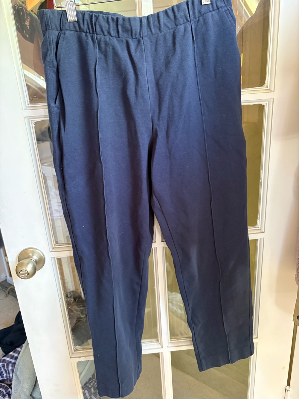 Everlane Navy Elastic-Waist Straight Trousers